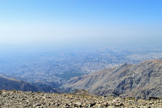 Iran. Views of Tehran from the base camp at tochal are Mountain.