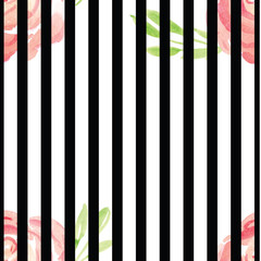 Hand-painted watercolor floral rose Pattern. Illustration of decorative floral design for wedding invitations and greeting cards.