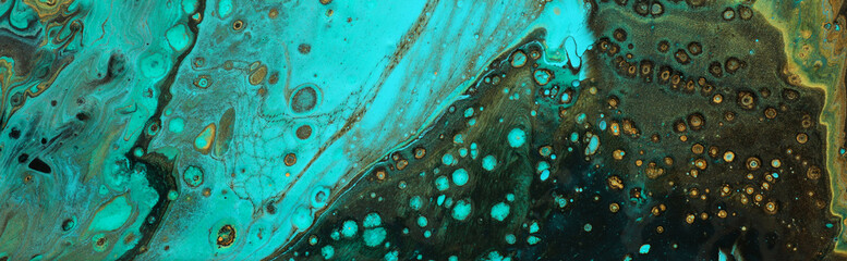 photography of abstract marbleized effect background. turquoise and black creative colors....