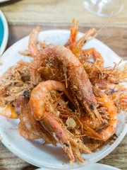 Typical dish of fried prawns, a tapa very common in Spain, especially in the South, Andalusia.