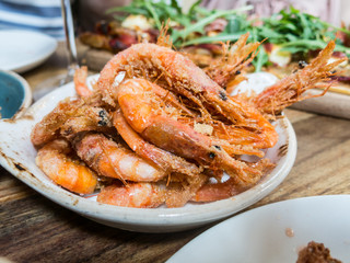 Typical dish of fried prawns, a tapa very common in Spain, especially in the South, Andalusia.