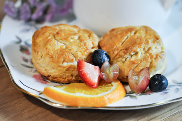 scone or scone with fruit ,whipping cream