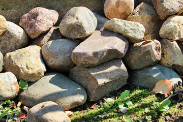 Pale stone in garden. Limestone background