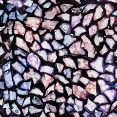 Seamless, hand made art mosaic glass texture. Acrylic, watercolor, ink.