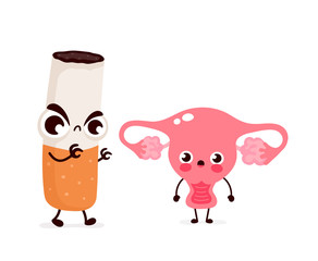 Angry scary cigarette kill uterus character