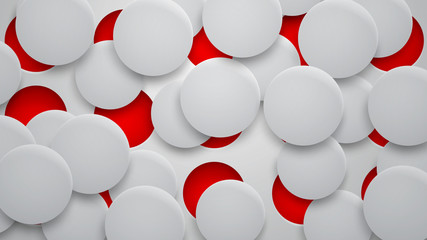 Naklejka premium Abstract background of holes and circles with shadows in red and white colors