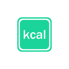 Green kcal icon  Calories icon. Vector. Isolated.