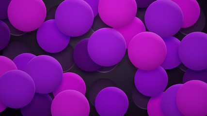 Abstract background of holes and circles with shadows in purple colors
