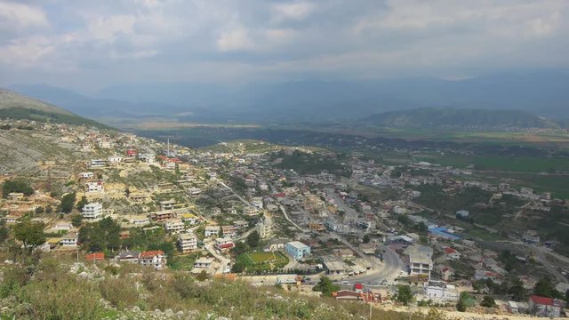 Albanian landscape from the hill of the castle Lekureshi, Saranda, Albania