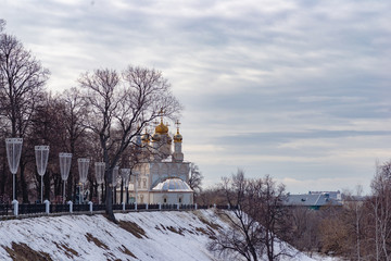 Ryazan Church on the waterfront in the winter