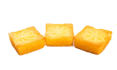 sponge cake with vanilla cream isolated