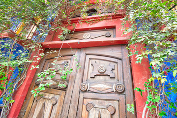 Monterrey, colorful historic buildings in the center of the old city (Barrio Antiguo) at a peak tourist season