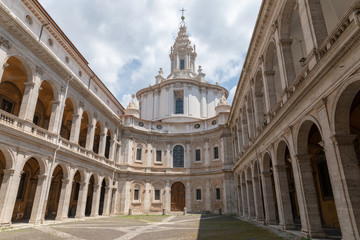 Fototapeta na wymiar Panoramic view of exterior of Sant'Ivo alla Sapienza