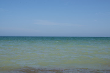 View of the sea, ocean with blue sky.