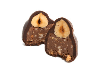 chocolate candy with nuts isolated