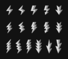 lightning and thunder icon set,filled outline shade,vector and illustration