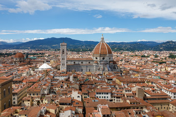 Fototapeta premium Aerial panoramic view of Florence city and Cattedrale di Santa Maria del Fiore