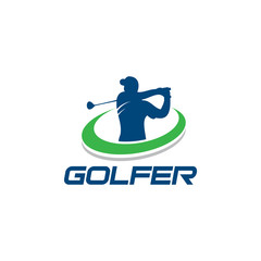 Golf player logo icon design vector template