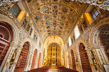 Fototapeta na wymiar Oaxaca, Mexico-2 December 2018: Interiors of a Landmark Santo Domingo Cathedral in historic Oaxaca city center