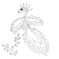 Vector coloring page outline of cartoon bird coloring book for kids.