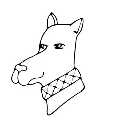 Vector coloring page outline of cartoon dog coloring book for kids.
