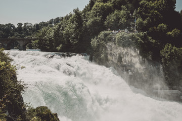 The Rhine Falls is the largest waterfall in Europe in Schaffhausen, Switzerland
