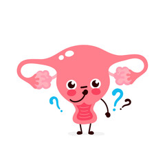 Cute uterus with question mark character