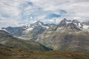View closeup mountains scene in national park Zermatt, Switzerland