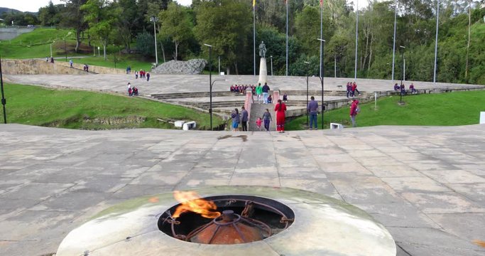 burning flame in Bolivar war memorial Colombia