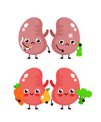 Happy cute smiling healthy with broccoli and apple 