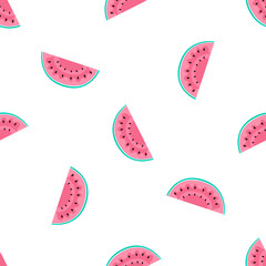 Slices of watermelon. Summer seamless pattern. Used for design surfaces, fabrics, textiles, packaging paper, wallpaper