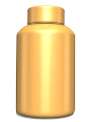3D rendering Gold bottle mock-up. Bottles for Juice and other. Realistic 3D bottle mockup.