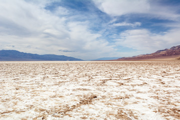 Salt flats of Badwater basin in Death Valley National Park in California, USA