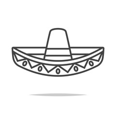 Sombrero hat line icon vector isolated