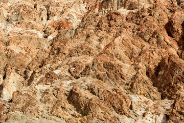 Sea Level sign on rocks at Badwater Basin in Death Valley National Park, California, USA