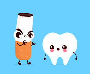 Angry scary cigarette kill tooth