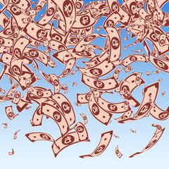 Russian ruble notes falling. 