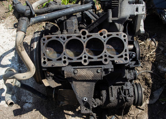 rusty and dirty cylinder block on the street