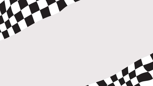 Racing End flag Closeup 4К video waving in wind. Official Finish Start Race 3d Racing flag waving. Sign of Checkered seamless Loop