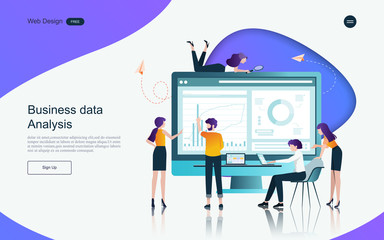Business concept of marketing and teamwork for banner and website, landing page.Business analysis, stategy and planning.Vector