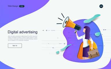 Business concept of marketing for website, landing page template. Content advertising and business promotion on the Internet.Vector