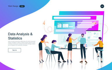 Business concept of marketing and teamwork for banner and website, landing page.Business analysis, stategy and planning.Vector