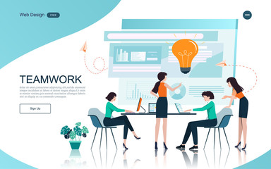 Business concept of marketing and teamwork for banner and website, landing page.Business analysis, stategy and planning.Vector