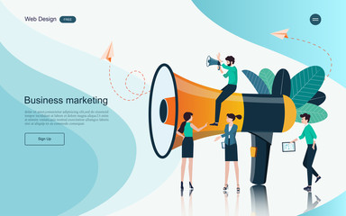 Business concept of marketing for website, landing page template. Content advertising and business promotion on the Internet.Vector