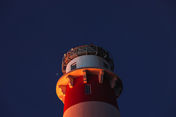 Red-white lighthouse star, spring night near Ryazan