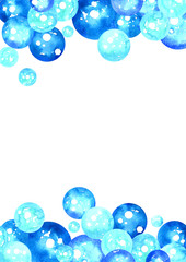 Blue Christmas ball decoration watercolor hand painting frame for decoration on Christmas holiday festival.
