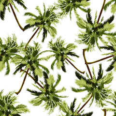 Fototapeta na wymiar seamless green coconut trees pattern for fashion textile, plant vector illustration