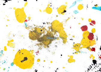 Colourful Splatter Flow Paint Isolated on White Background