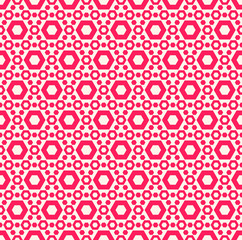Vector geometric seamless pattern. Simple colorful perforated hexagons texture