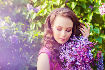 Naklejka premium Beautiful young woman in dress, outdoor